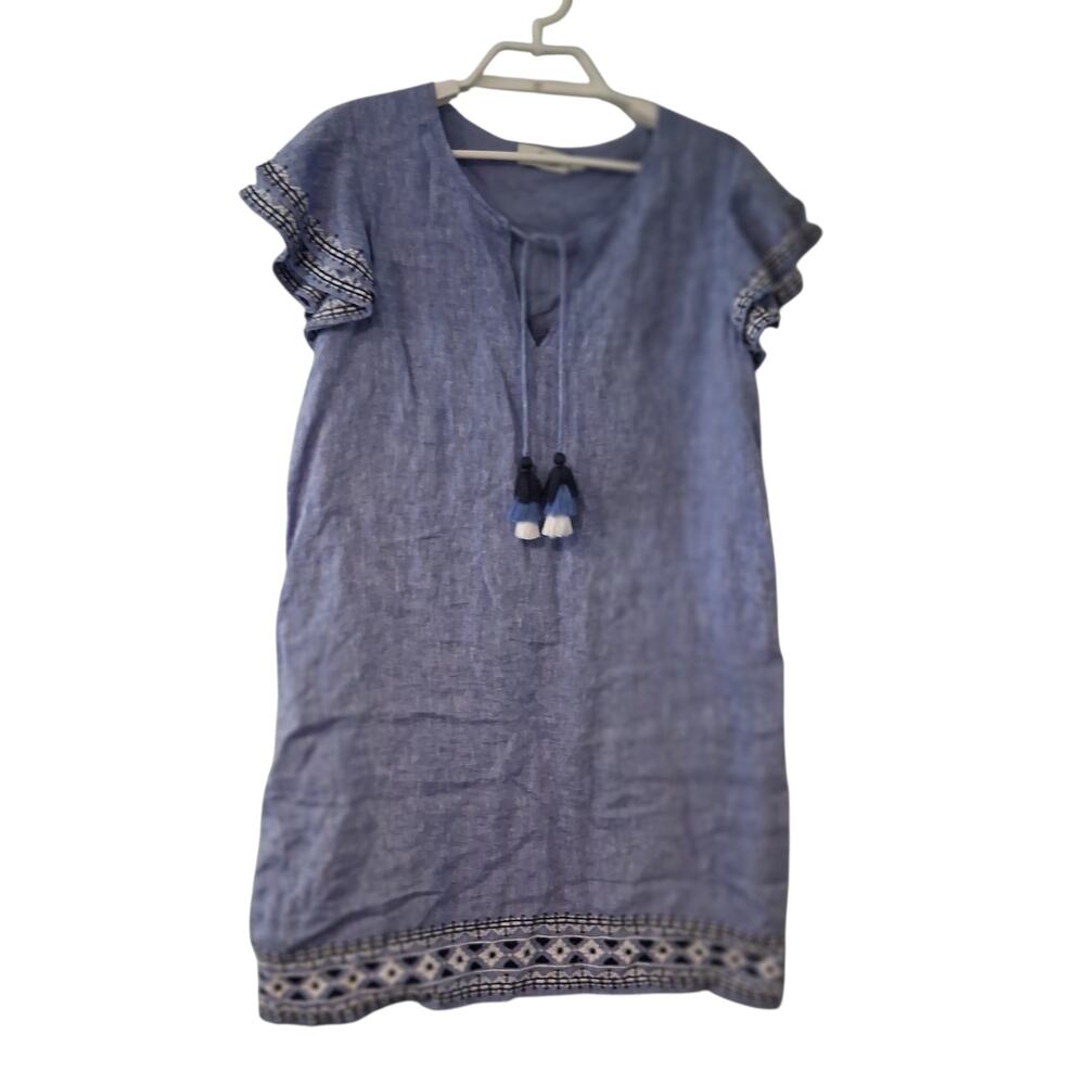 Vineyard Vines dress womens Small linen blue tassels